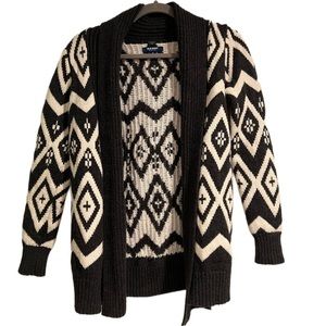 Old navy • dark grey & ivory printed cotton blend cardigan sweater